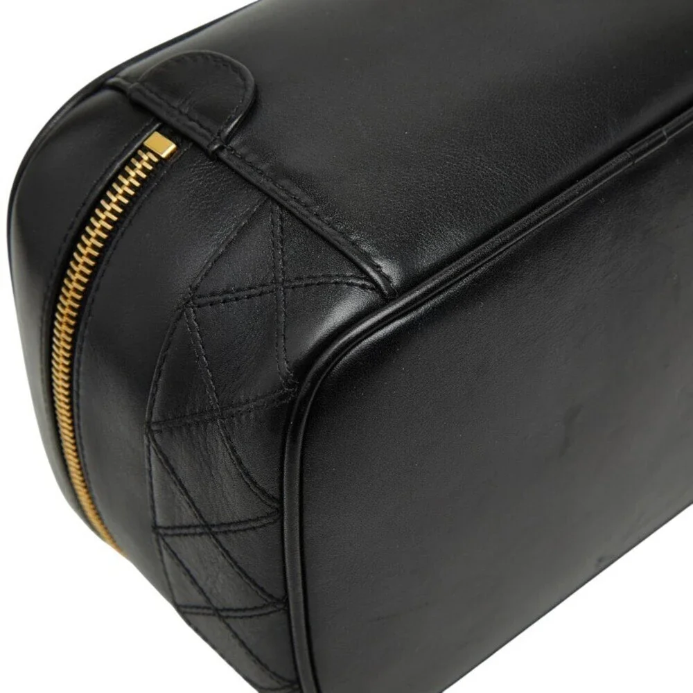 CHANEL Black Lambskin Leather Vanity Bag